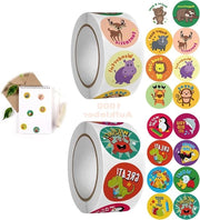 Sticker motivanti con motivi animali carini - 1000 pezzi stickers premiazione animali autoadesivi per scuola primaria - sticker di lode per insegnanti