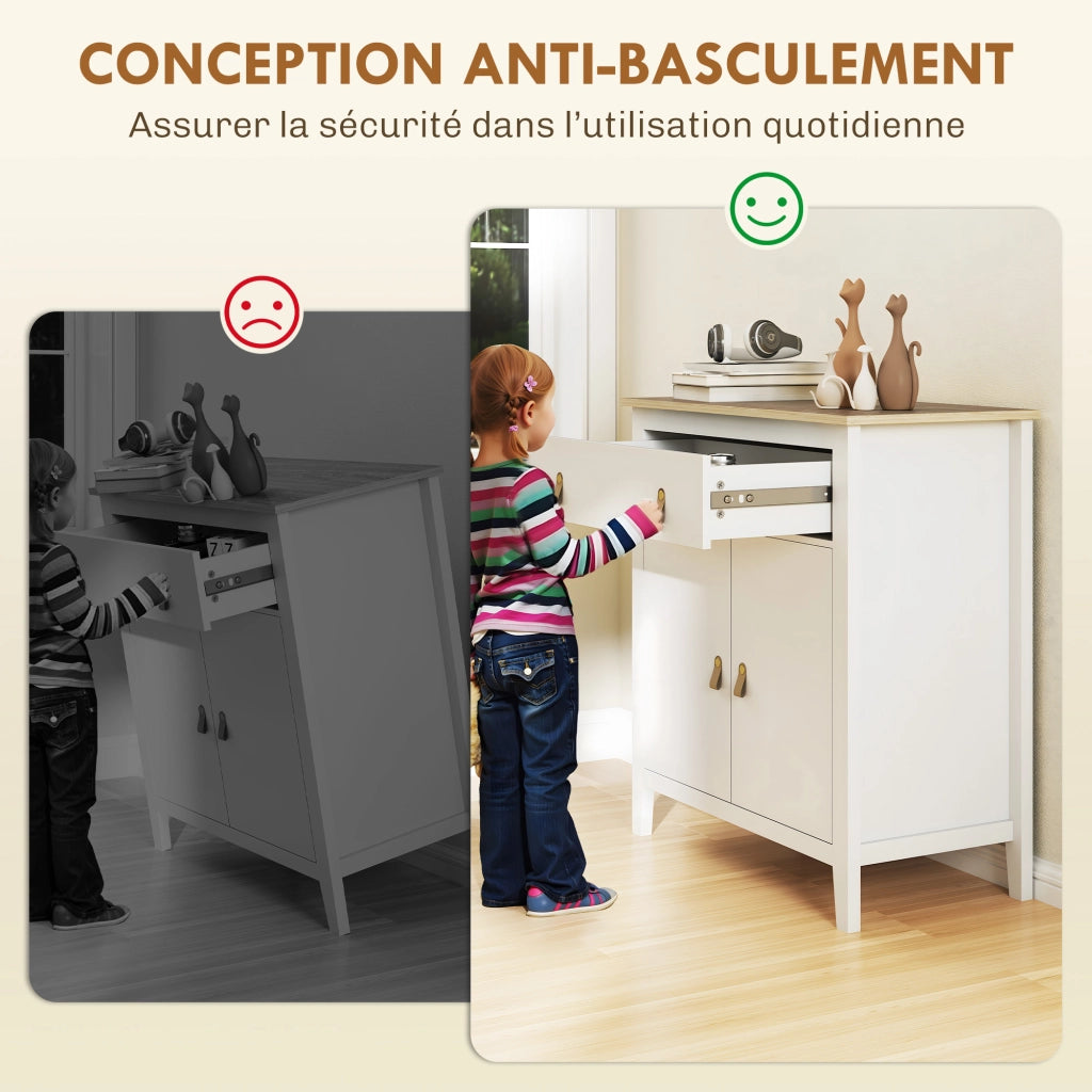 Mobile da soggiorno con 2 ante, cassetto e ripiano regolabile ¨C Minimal ¨C 80x40x90 bianco