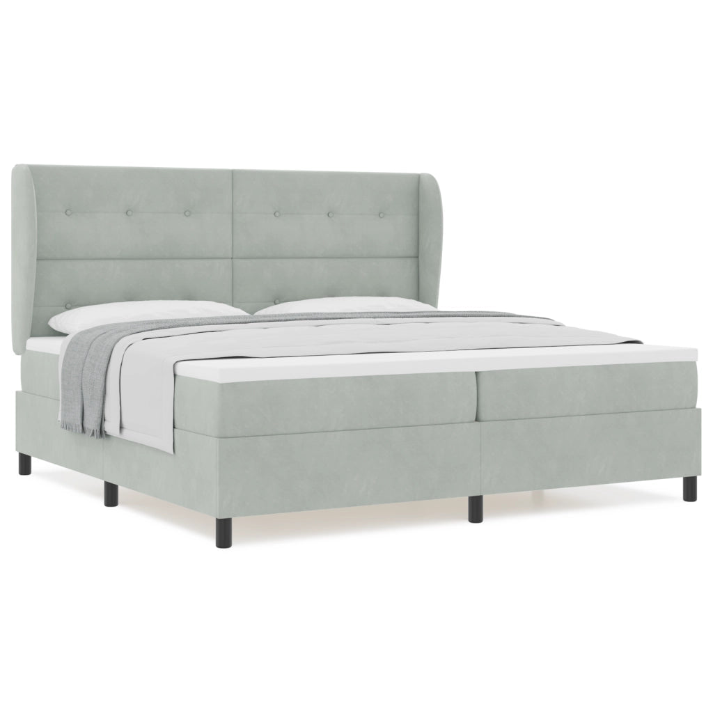 Letto Box Spring con Materasso  Grigio Chiaro 200x200 cm Velluto