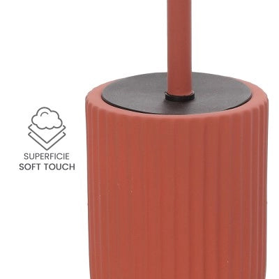 Scopino wc rosso in ceramica soft touch con setole nere Spring