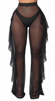 Calza da donna alta - Pantaloni trasparenti - Pantaloni elastici - Pantaloni con gambe larghe - Pantaloni casual da spiaggia - Pantaloni leggeri in poliestere