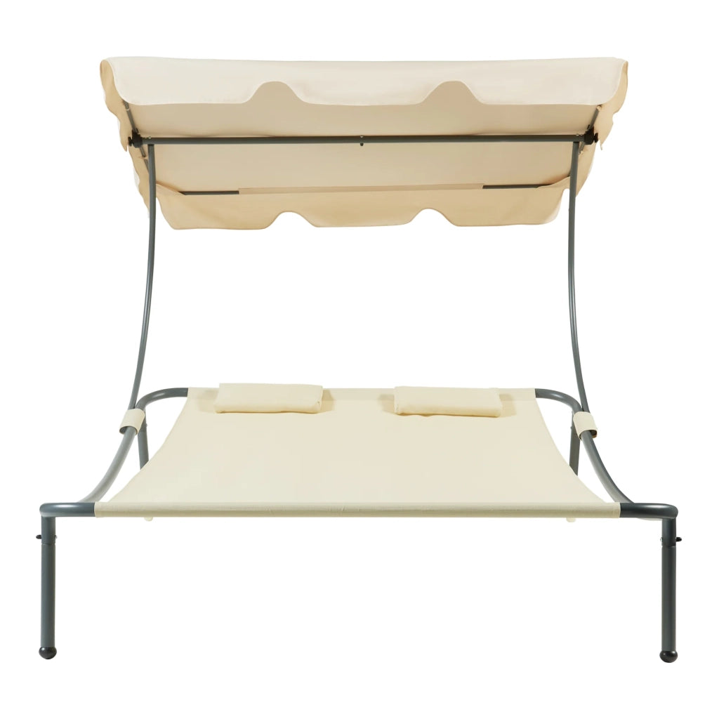 Chaise longue doppia con baldacchino in acciaio laccato poliestere beige 03_0009208