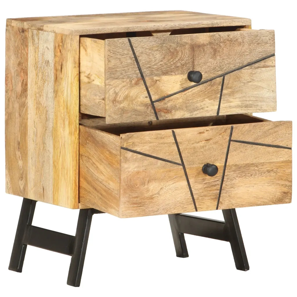 Comodino 40x30x50 cm in Legno Massello di Mango cod mxl 56617