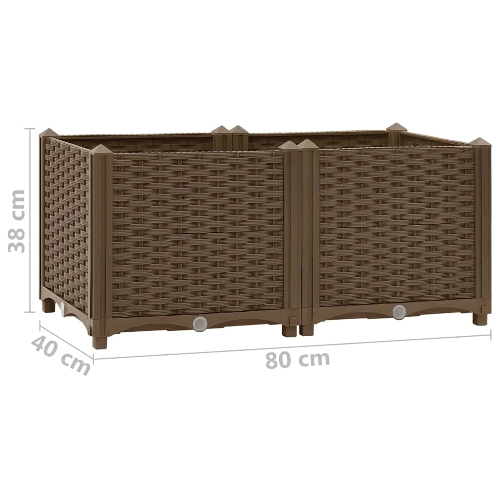 Fioriera rialzata per piante e fiori giardino 80 x 40 x 38 cm polipropilene marrone 02_0000946