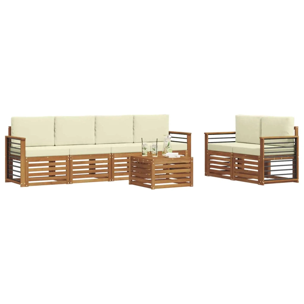 Set di divani da esterno 7 pz Naturale e Crema 3374420