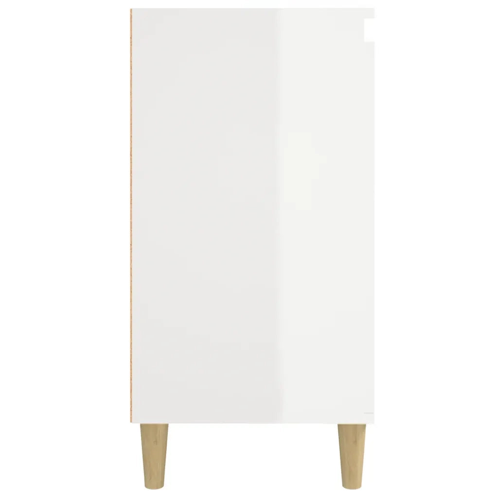 Comodini 2 pz-Set di 2 Tavolino da notte Bianco Lucido 40x35x70 cm in Legno Multistrato
