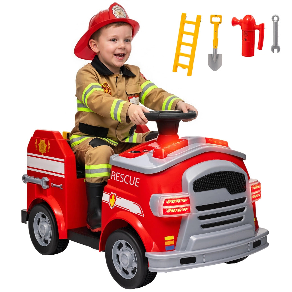 Macchina dei pompieri elettrica per bambini con sirena e luce blu ¨C zephmum ¨C verde, 3-5 anni