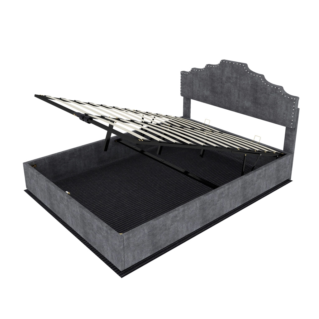 letto moderno in tessuto e metallo grigio 160 x 200 cm