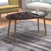 Tavolino Basso da caffè 'Sindal' (AxLxP) 41 x 90 x 50 cm Tavolino da Salotto con Gambe in Legno e Piano Ovale - Marmo