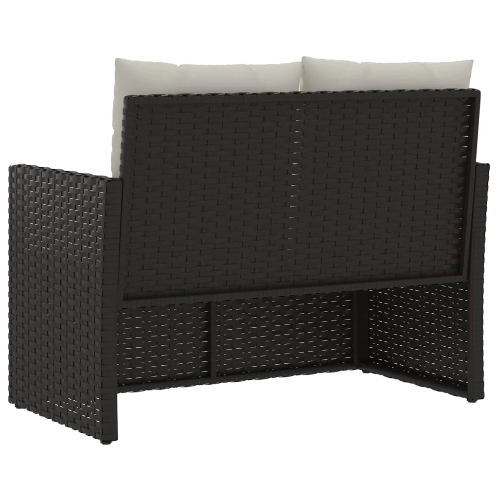 Panca da giardino arredo da esterno terrazza con cuscini neri 105 cm resina intrecciata 02_0011634