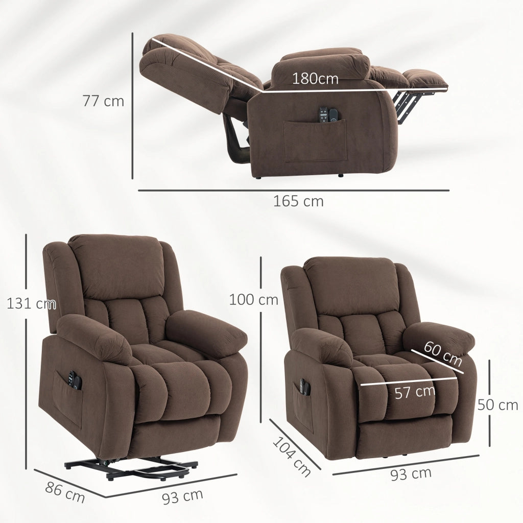 Poltrona relax elettrica alzapersona con massaggio e riscaldamento ¨C Xylo ¨C 93x104x100 cm marrone