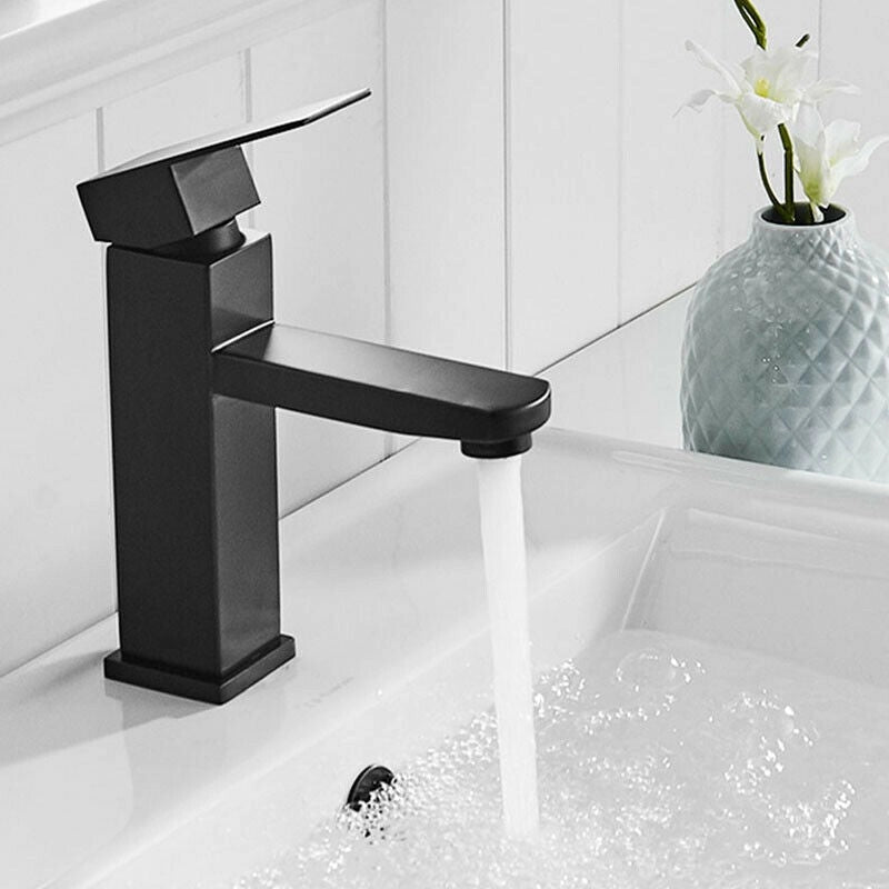 Rubinetto miscelatore da bagno lavabo squadrato nero opaco