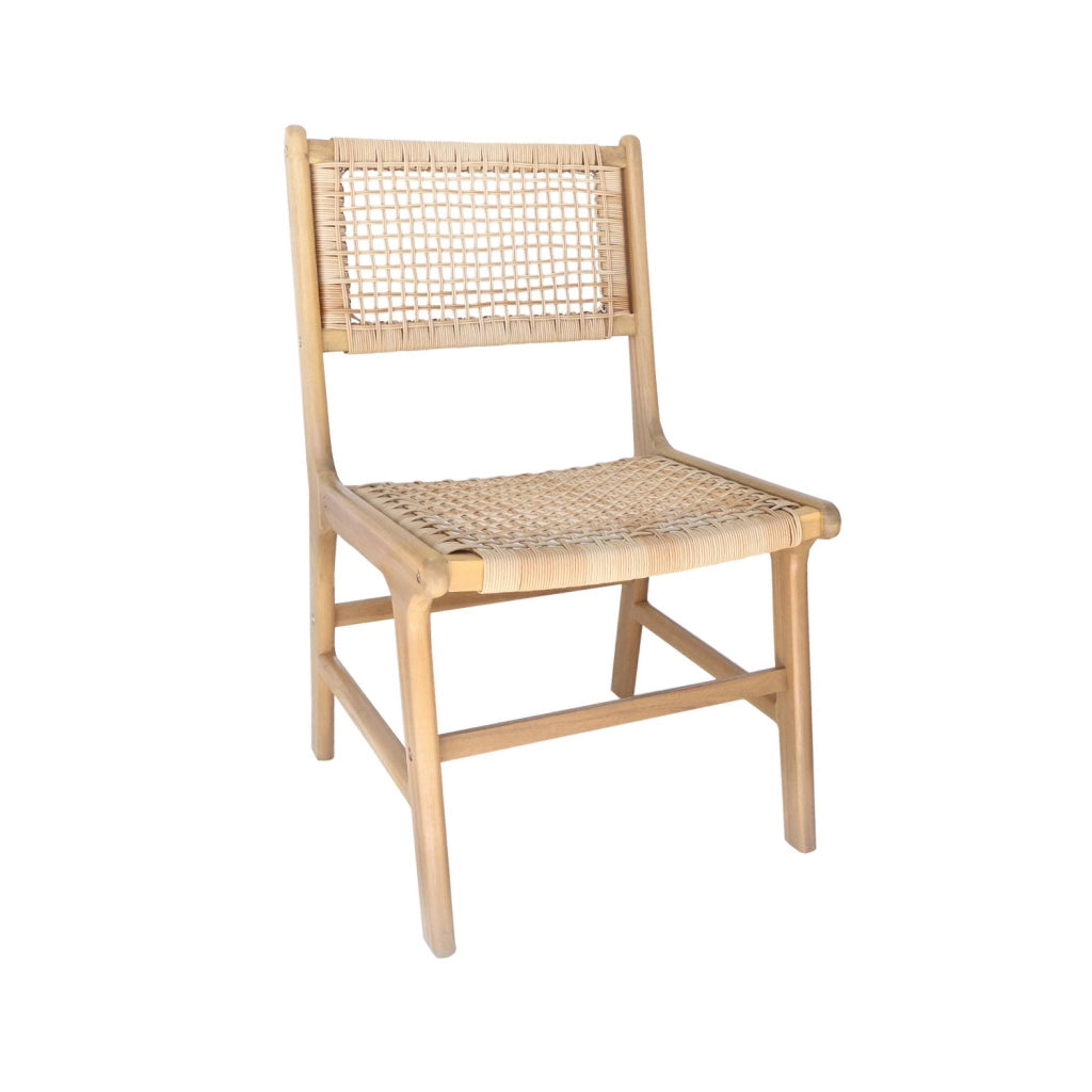 Set 4 sedie in canna e legno, marrone naturale