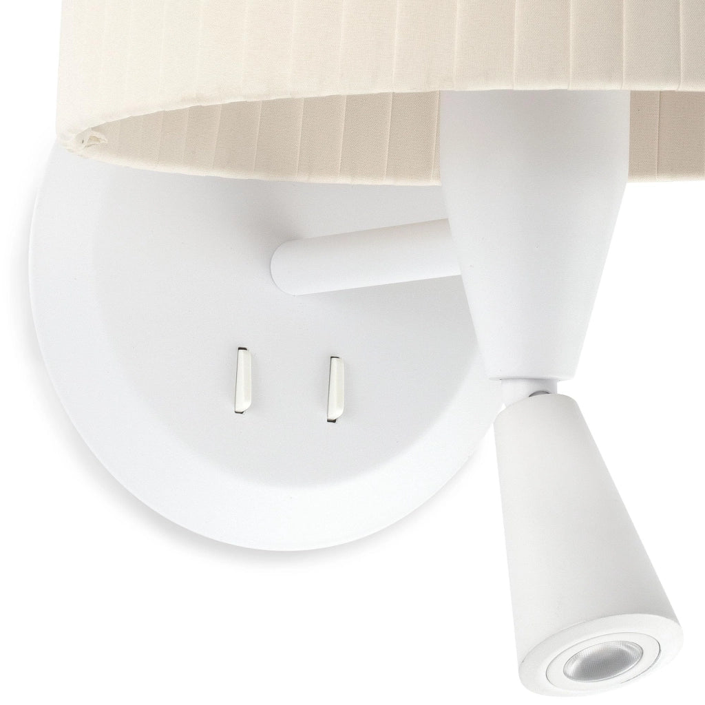 Faro Barcelona 64308-35 - SAMBA Lampada da parete con lettore bianca/bordata beige
