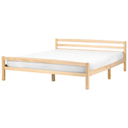 Letto matrimoniale in legno di pino chiaro 180 x 200 Testiera a doghe minimalista