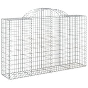 Cesto gabbione recinzione a gabbia muro di contenimento ad arco 200 x 50 x 120/140 cm ferro zincato argento 02_0040022
