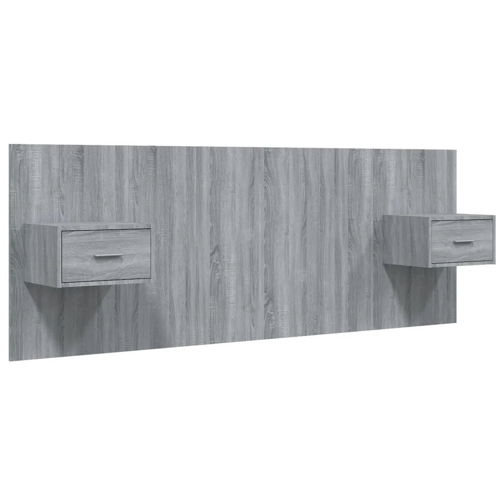 Testiera Letto con Comodini-Testiera con Contenitore in Legno Multistrato Grigio Sonoma 747961