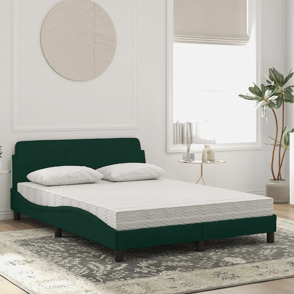 Letto con Materasso Dover Verde Scuro 140x200 cm in Velluto