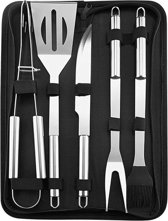 Accessori barbecue, acciaio inossidabile, forchette barbecue di alta qualità, con borsa portatile, set di accessori barbecue perfetto per uomini, con termometro per carne.