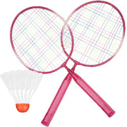 Trade Shop - Set Racchetta Badminton Palla Leghe Nylon Per Bambini Giocattoli All'aperto Rosa -