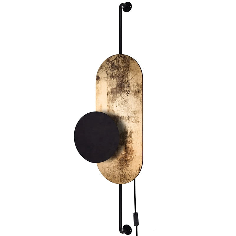 Applique Nowodvorski Wheel nero-oro legno 1 luce G9 89 cm
