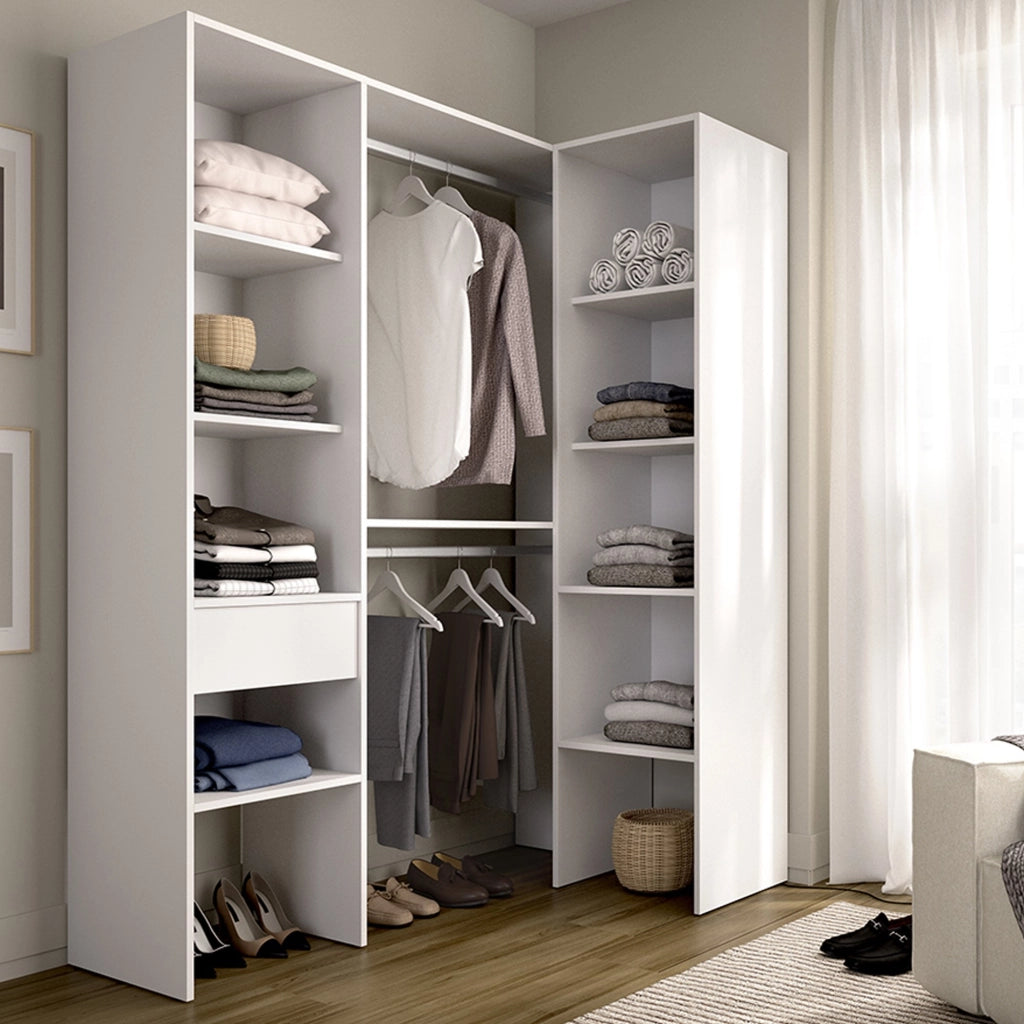 Armadio Camera da Letto Calist, Guardaroba Grande Modulabile, 79x185h cm Bianco