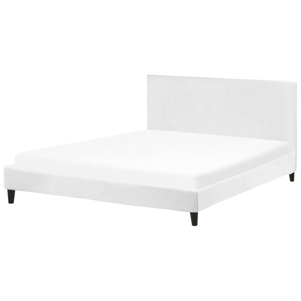 Letto a pannello EU Super King Size 180x200 cm con struttura a doghe in velluto bianco Contemporaneo