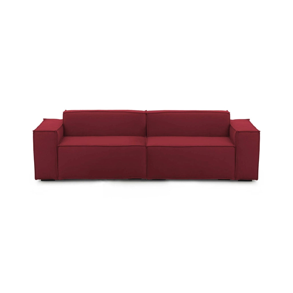 Divano fisso Argo, Divano componibile a 3 posti lineare, Made in Italy, SofÒ  moderno da soggiorno in tessuto, Cm 260x95h70, Rosso