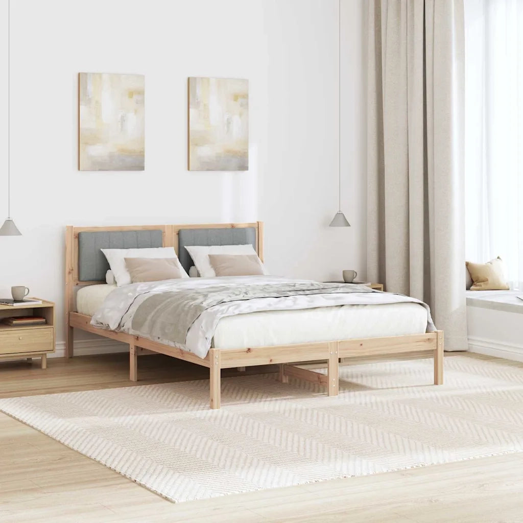 Letto con Testiera Rivestita Grigio chiaro 135 x 190 cm 878269