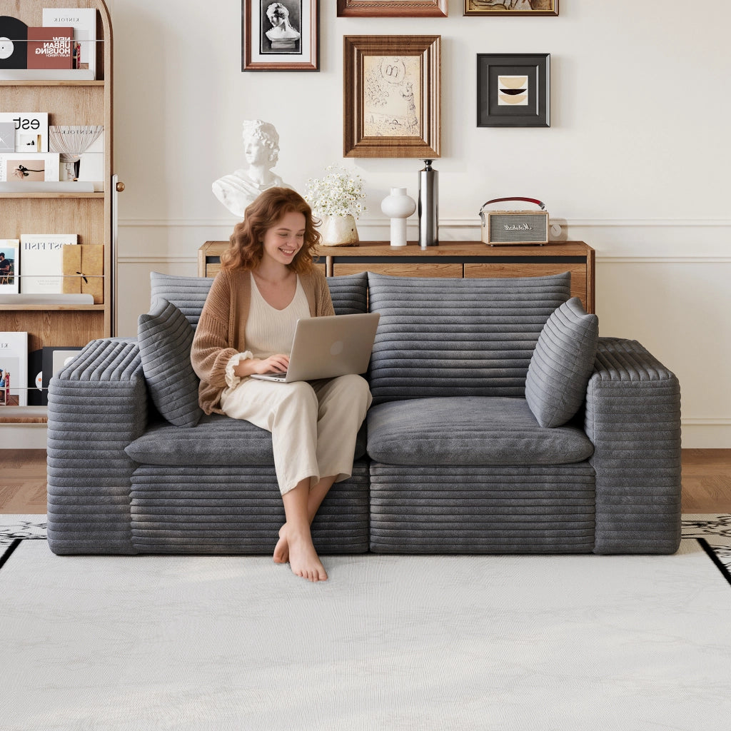 Divano Cloud 180cm ¨C MINIMAL ¨C Velluto a Coste Grigio Scuro, Imbottito, Senza Montaggio