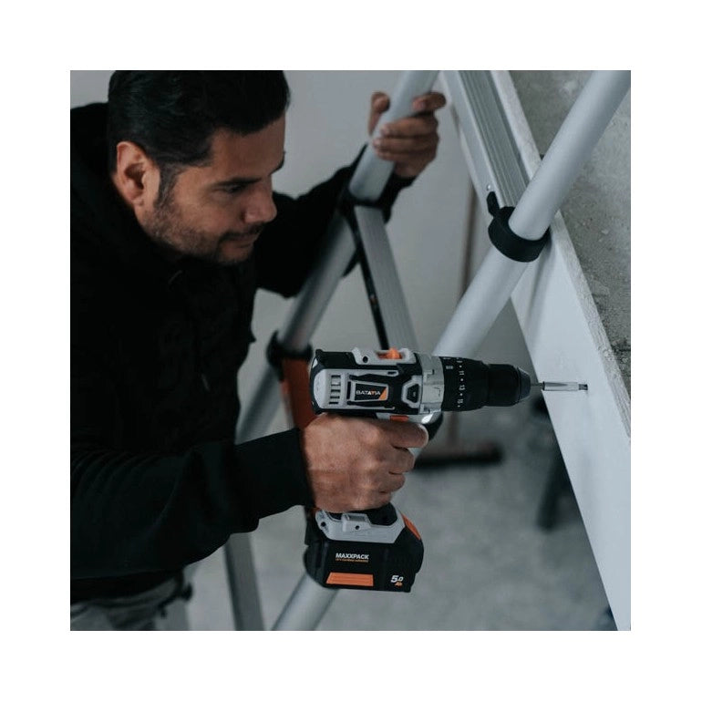 BATAVIA Trapano a percussione a batteria 18V MAXXPACK | incl. 2 batterie da 2,0 Ah e caricabatterie rapido