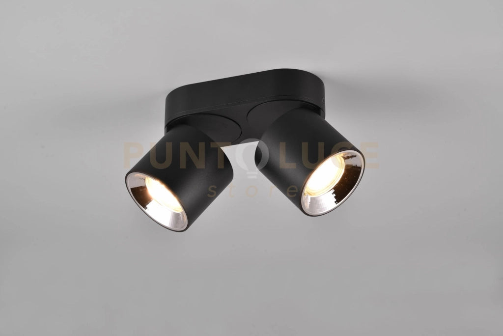 GUAYANA BARRA 2 SPOTS ORIENTABILI ANCHE DA INCASSO METALLO NERO L. 18CM ATTACCO GU10