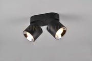 GUAYANA BARRA 2 SPOTS ORIENTABILI ANCHE DA INCASSO METALLO NERO L. 18CM ATTACCO GU10