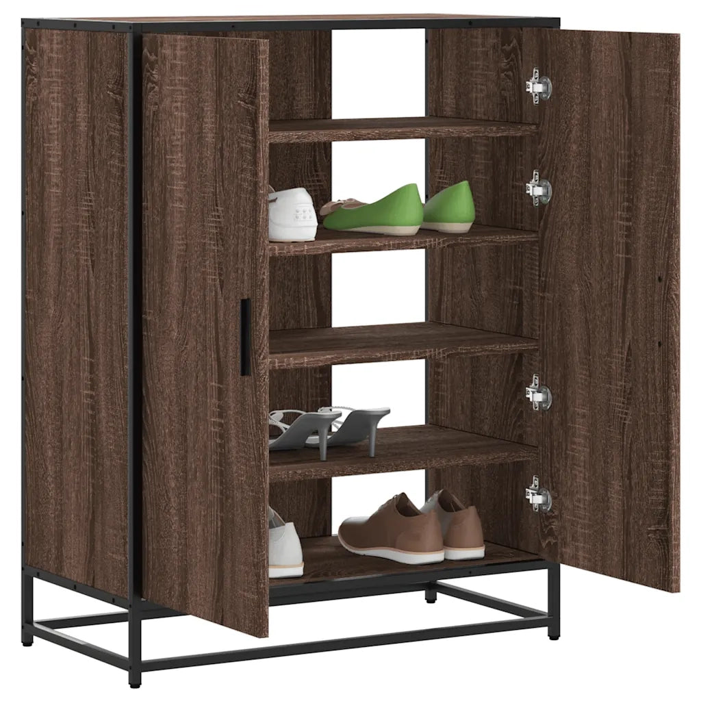 Scarpiera Rovere Marrone 75x38x97,5cm Legno Multistrato Metallo