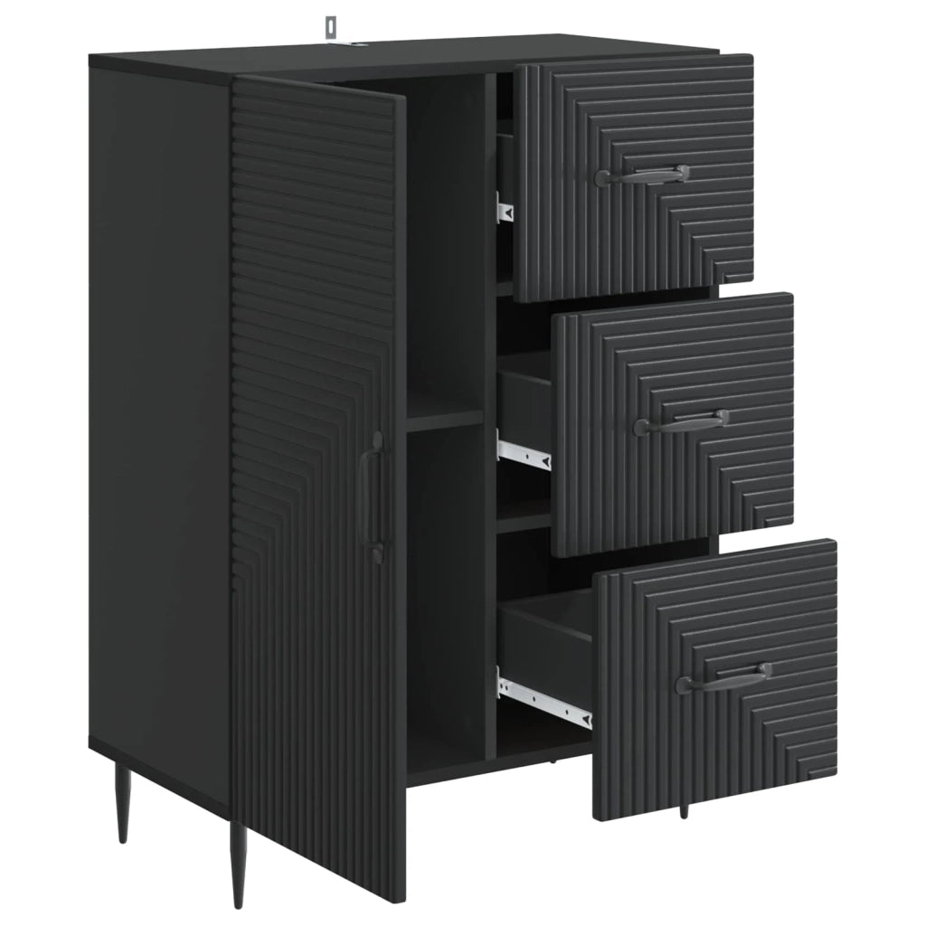 Credenza | Madia | Buffet da pranzo | Armadio da pranzo Nero 66 x 34,5 x 89,5 cm Legno ingegnerizzato
