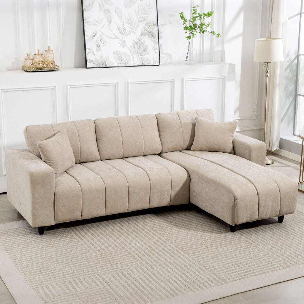 Divano angolare reversibile 3 posti con chaise longue ¨C zephmum ¨C beige 242x156x87