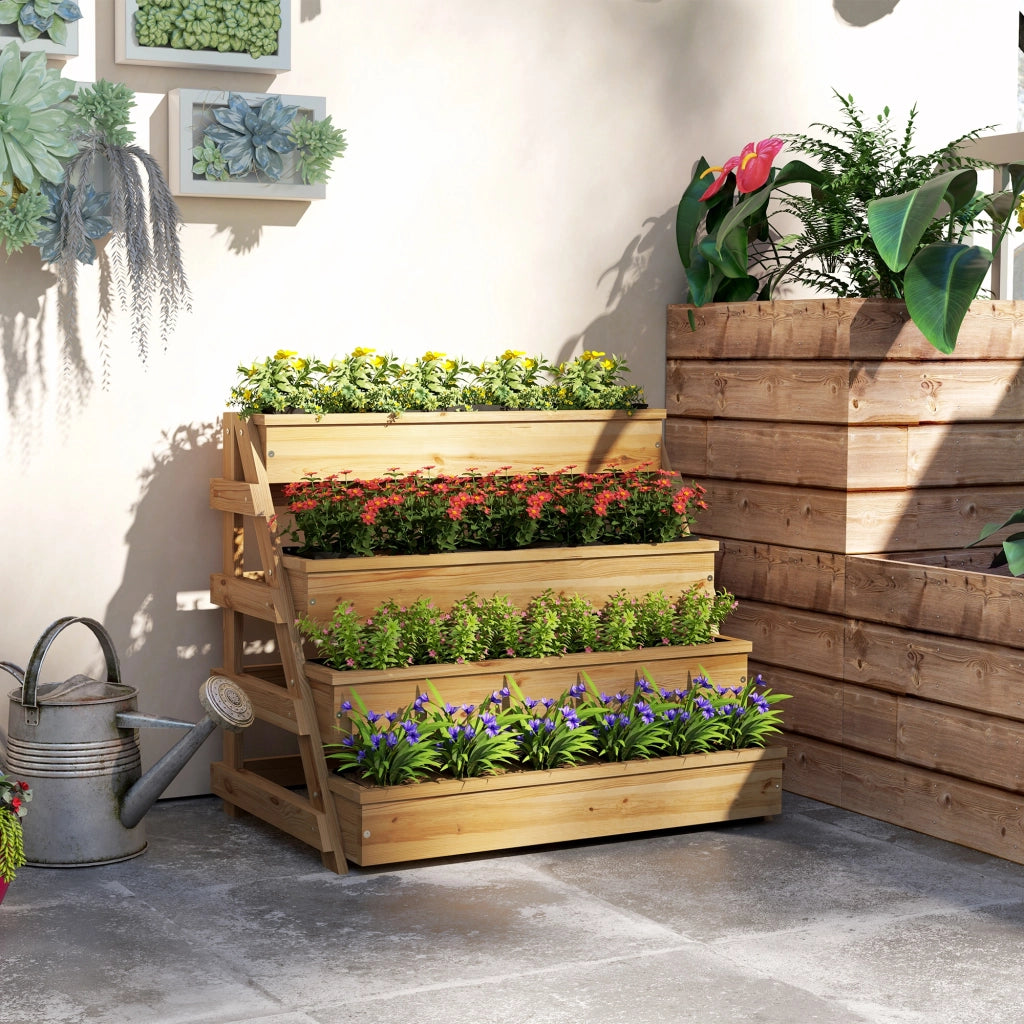 Fioriera Rialzata per Giardino in Legno di Abete con Tessuto non Tessuto ¨C zephmum ¨C Grigio 75x57x60.5 cm