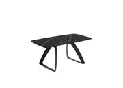 Tavolo Allungabile Barrel in Ceramica Marmo Nero Portoro Opaco con Struttura in Alluminio Nero Opaco - 180-240cm x 90cm x 76cm