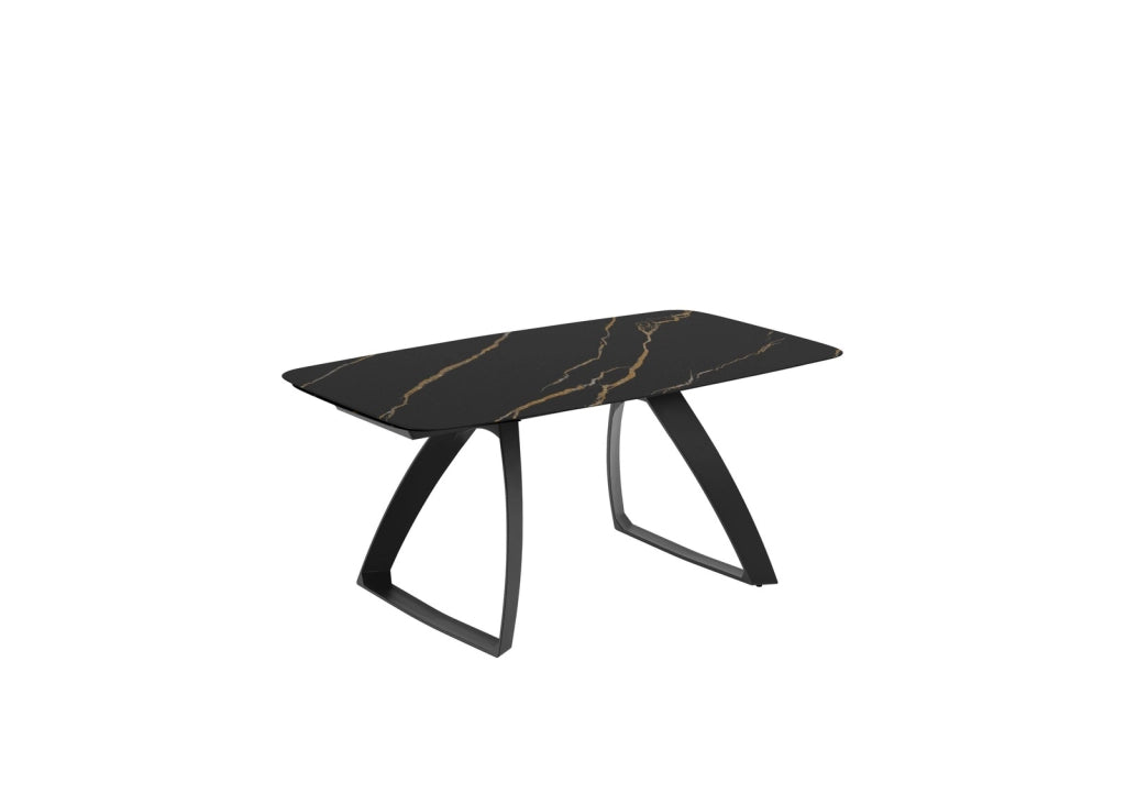 Tavolo Allungabile Barrel in Ceramica Marmo Nero Portoro Opaco con Struttura in Alluminio Nero Opaco - 180-240cm x 90cm x 76cm