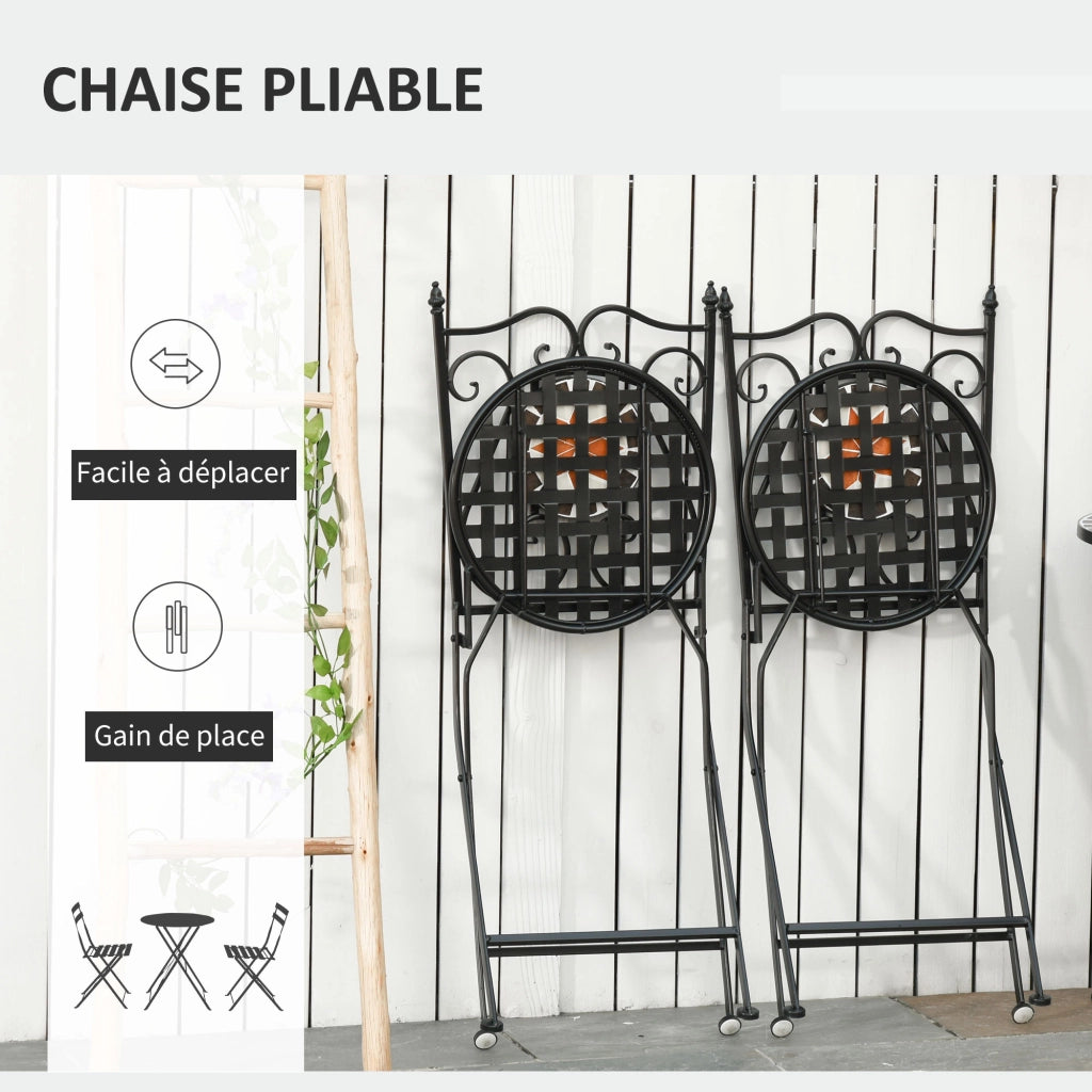 Set di sedie da bistro 2 posti con tavolino ¨C zephmum ¨C metallo nero
