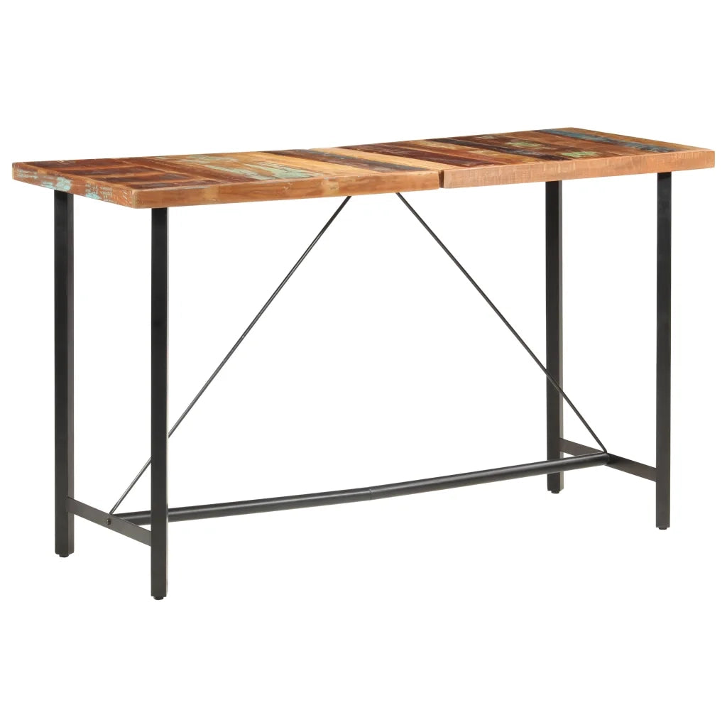 Set da Bar 7 pz in Legno Massello di Recupero e Vera Pelle 3053447