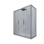Box doccia 2 ante scorrevoli 90x140 CM H 200 Vetro Trasparente Profilo Silver mod. Glam Duo