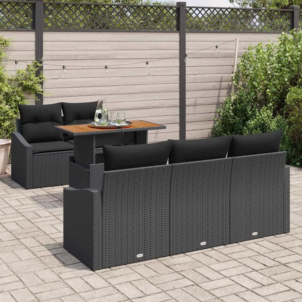 Set Divano da Giardino con archiviazione 6 pcs Nero Poly Rattan 3358515