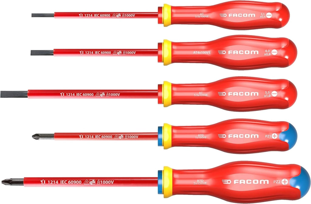 ATD.J8VE - Set di 8 cacciaviti protwist isolati da 1000 Volt per viti a fessura e viti Phillips POZIDRIV, 8 pezzi