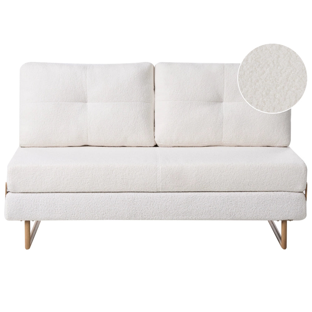 Divano letto a 3 posti Boucle bianco sporco per divano 3 persone Funzione letto pieghevole