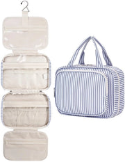 Organizzatore per la toelettura per donne Tolettiera appeso per donne Organizzatore cosmetico Grande Tolettiera per donne Ragazze (Striscia grigio-blu (Medium))
