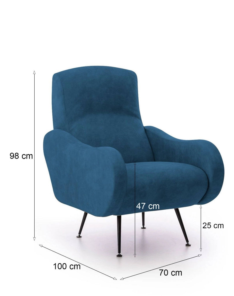 Poltroncina Lasnigo, Poltrona Braccioli Made in Italy, 70x100x98h cm blu