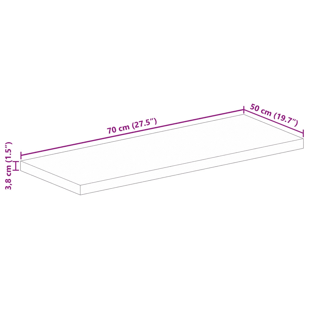 Piano per Tavolo 70x50x3,8 cm Rettangolare Legno Massello Mango 371653
