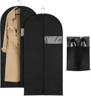 Set da abbigliamento 2 pezzi con cassetto per scarpe, 120 x 60 cm, contenitori da abbigliamento in tessuto nero con zip, contenitori da abbigliamento muniti di protezione contro le tarme, contenitori da abbigliamento per abiti lunghi.