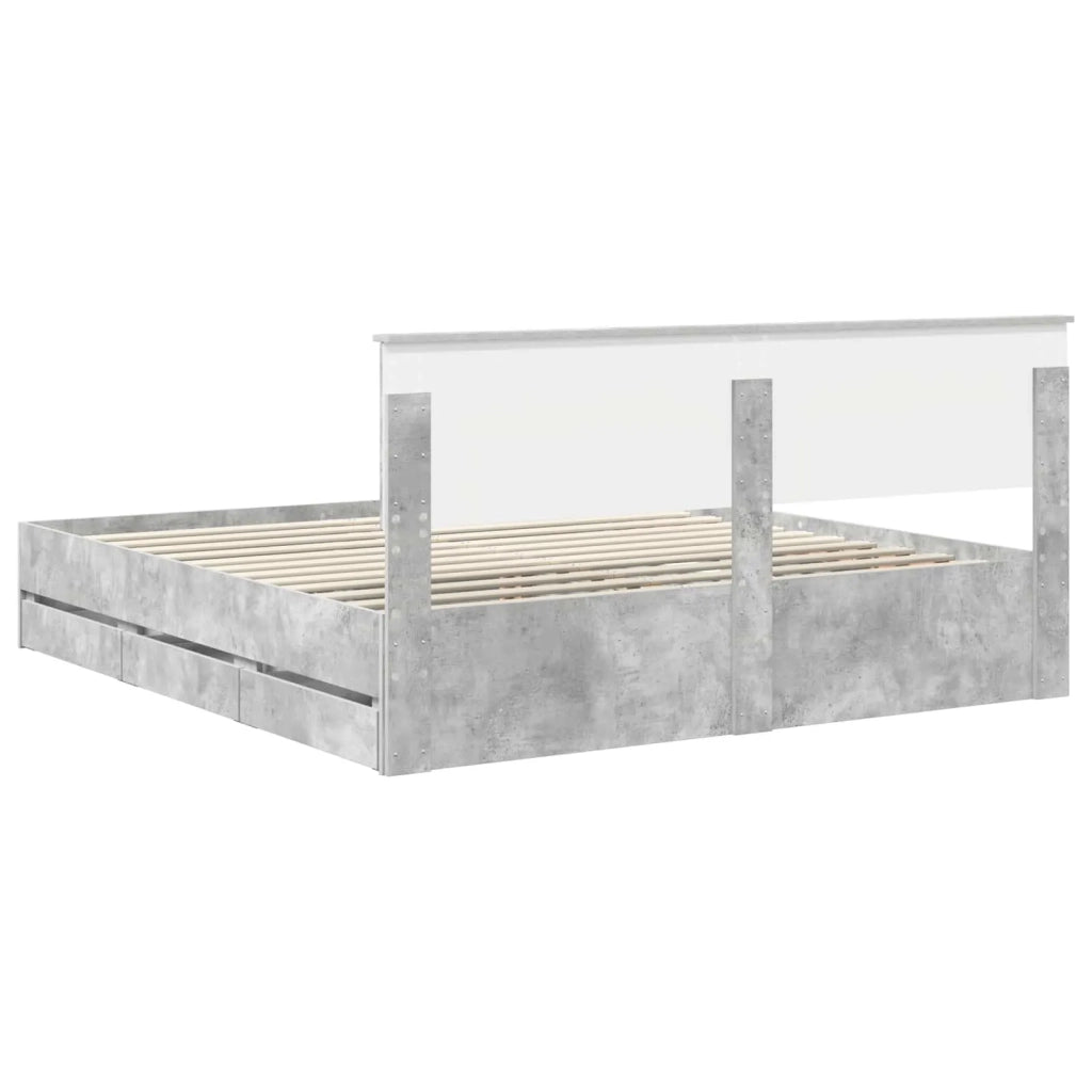 Struttura del letto con cassetto Grigio cemento 200 x 200 cm